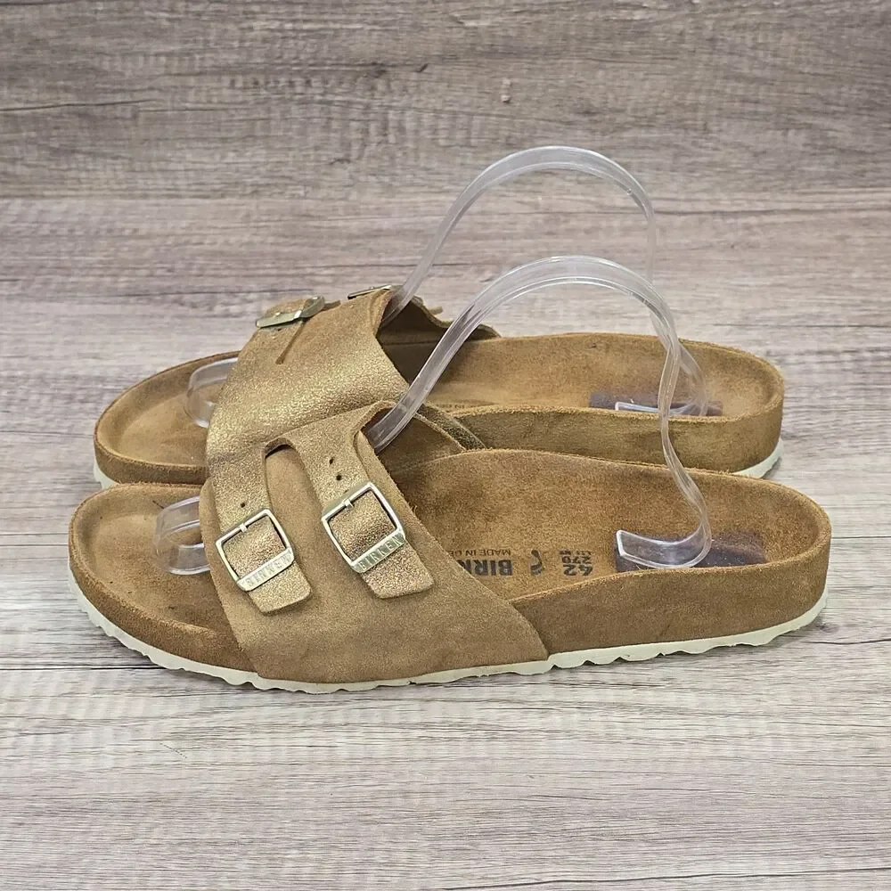 Birkenstock Tan Suede Double Buckle Sandals